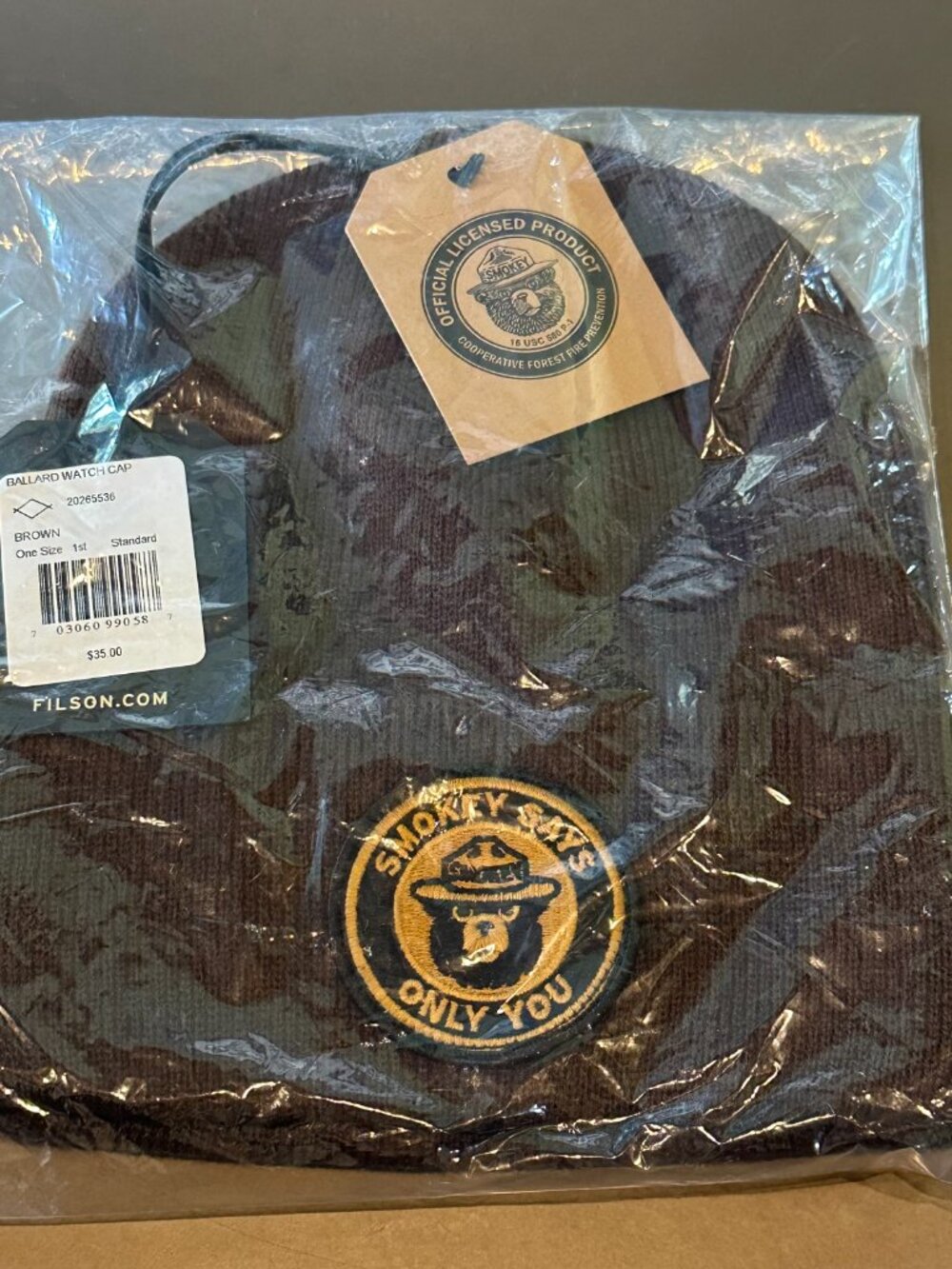 Filson - Smokey Bear Ballard Watch Cap, Beanie, Hat - Brown - NWT - Picture 2 of 4